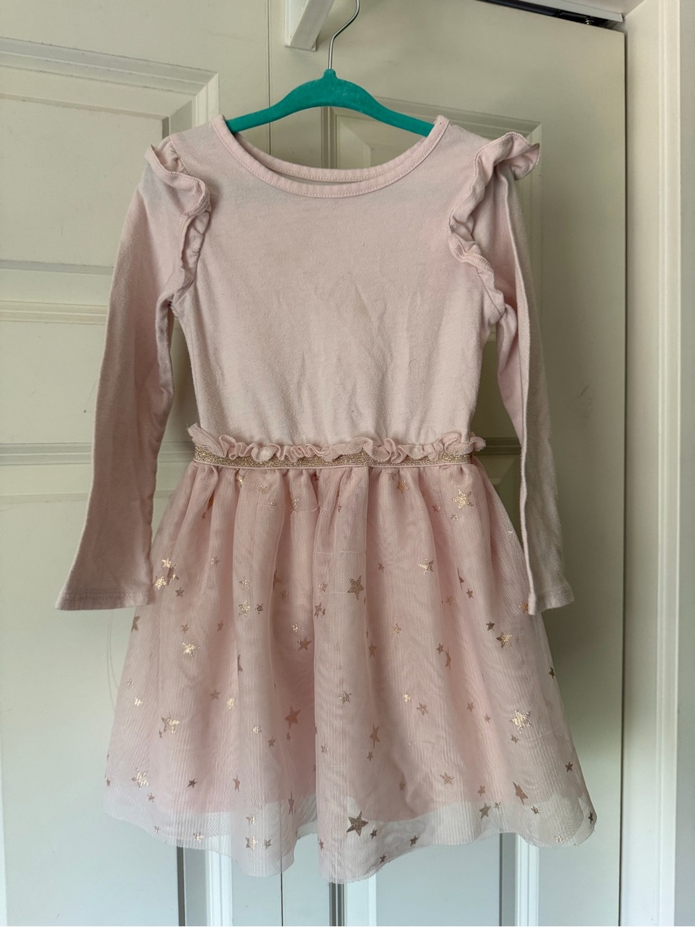 Cat & Jack Light Pink Long-Sleeve Star Tulle Dress